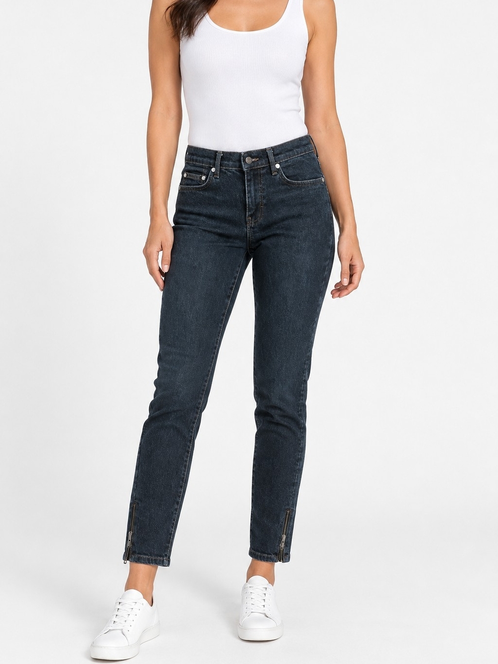 Calvin Klein Jeans Size 3 Dark Charcoal Cropped Ankle Jeans Zip Hem